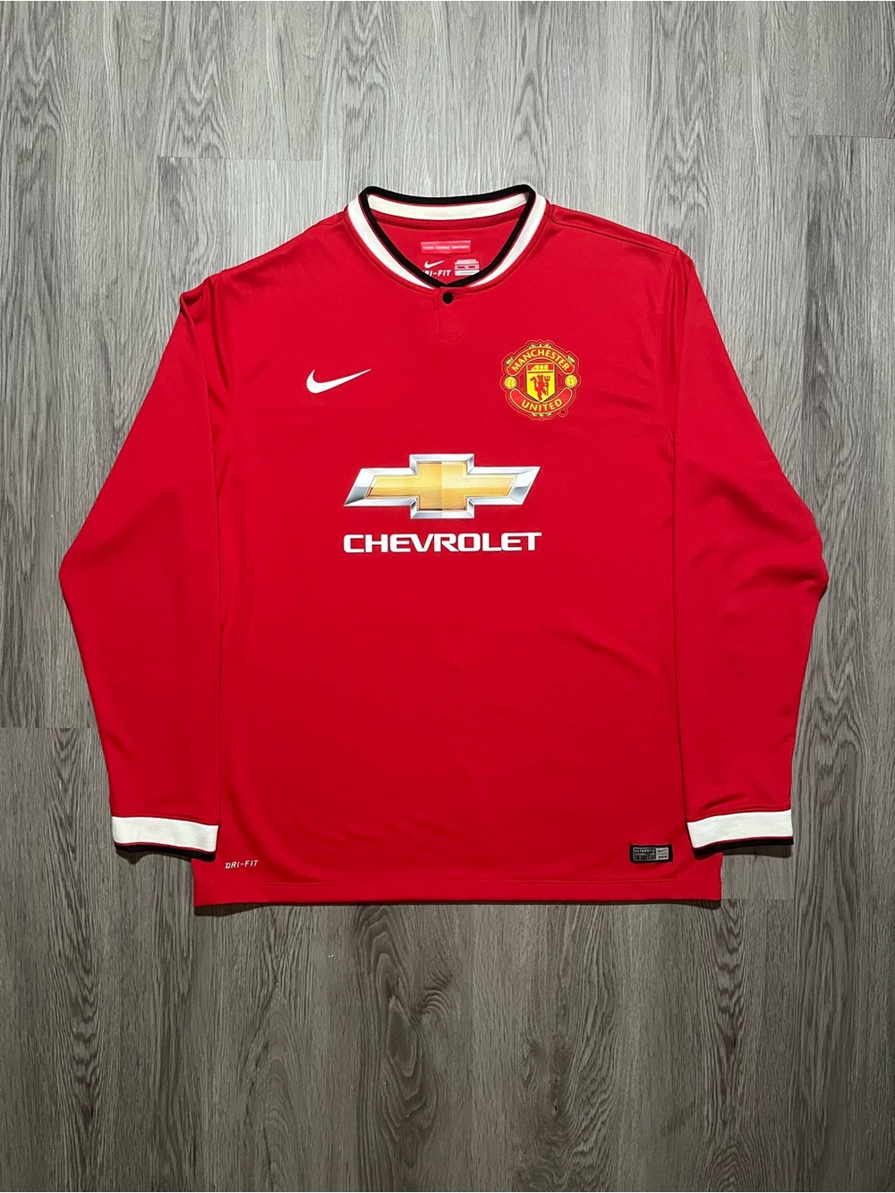 Manchester United Nike DRI-FIT long sleeve soccer football jersey 2014–2015 XL